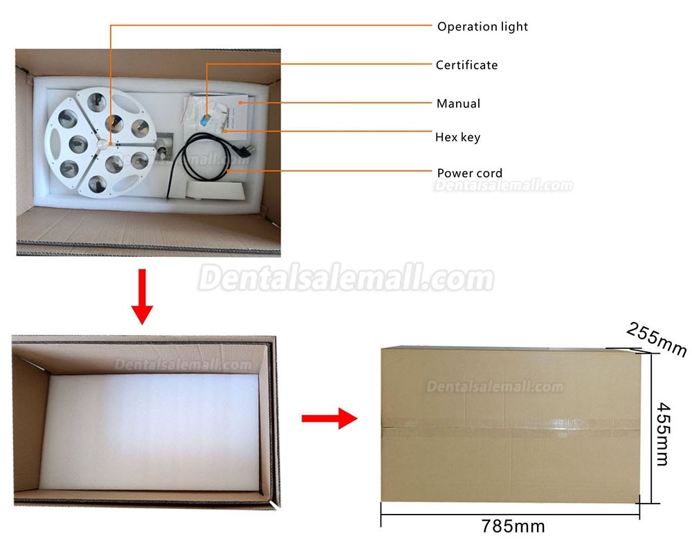 KWS KD-2012B-5 90W Wall-Mounted Dental Surgical Light Shadowless Medical LED Exam Lamp